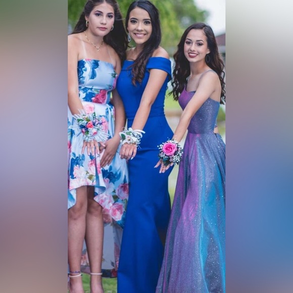 Sherri Hill Blue Off the shoulder dress - Picture 6 of 6